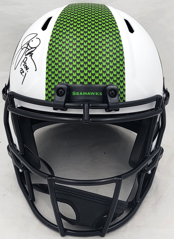 Jim Zorn Auto Seahawks Lunar Eclipse White Full Size Rep Speed Helmet MCS Holo