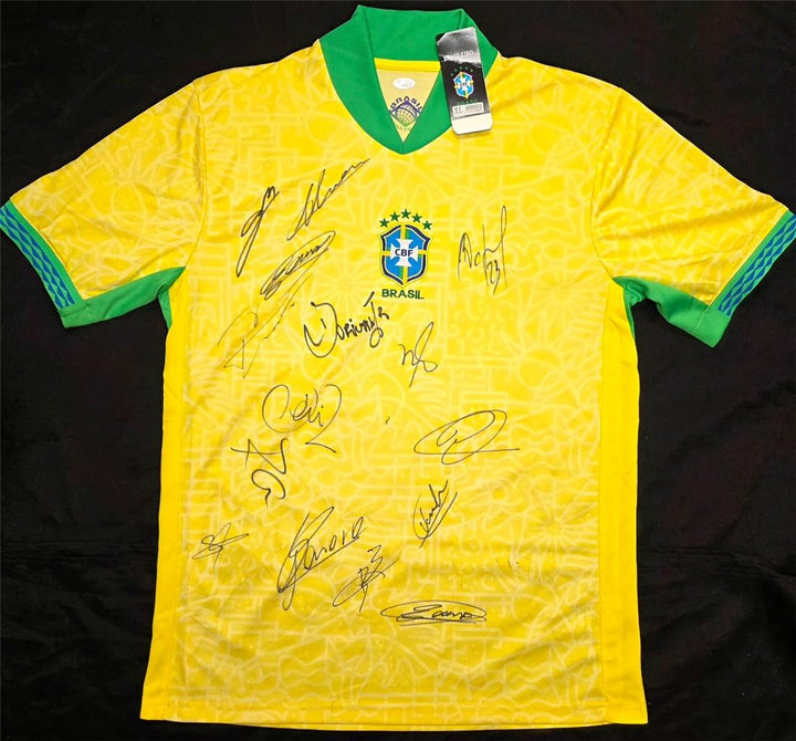 2024 Brazil Team Signed Jersey (15 Autos) Vini Jr, Raphinha, Rodrygo, Danilo JSA
