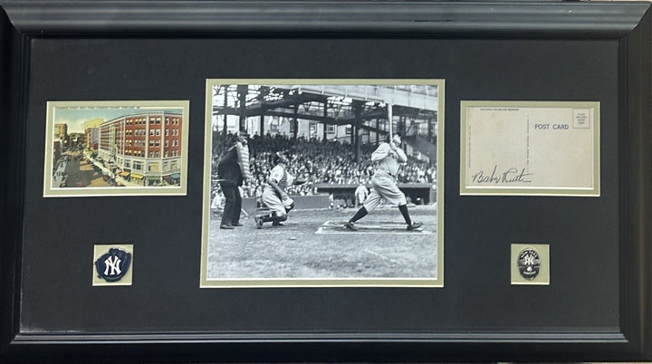 Babe Ruth Signed Vintage Postcard Framed Ny Yankees #3 Mint Cut HOF Auto JSA LOA