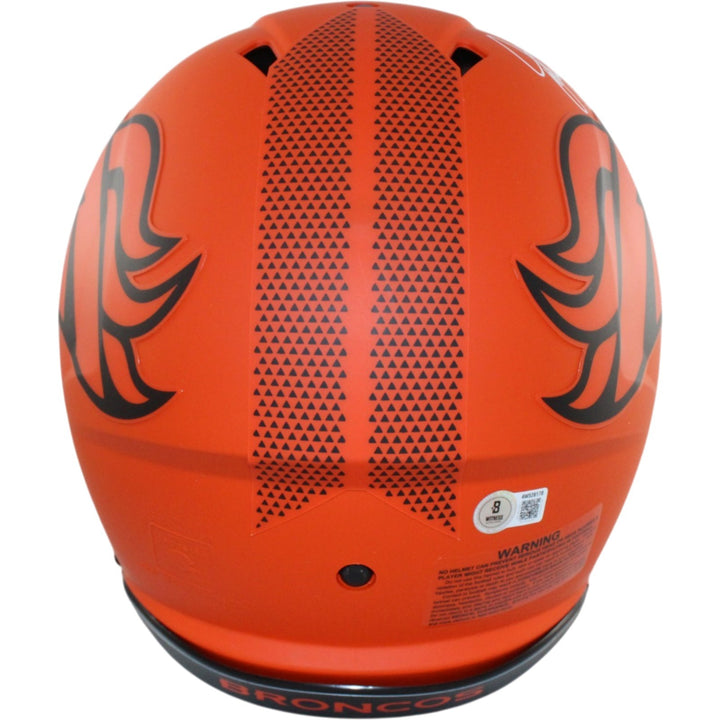 John Elway Autographed Denver Broncos Pro Rave Helmet Beckett Witness 55252