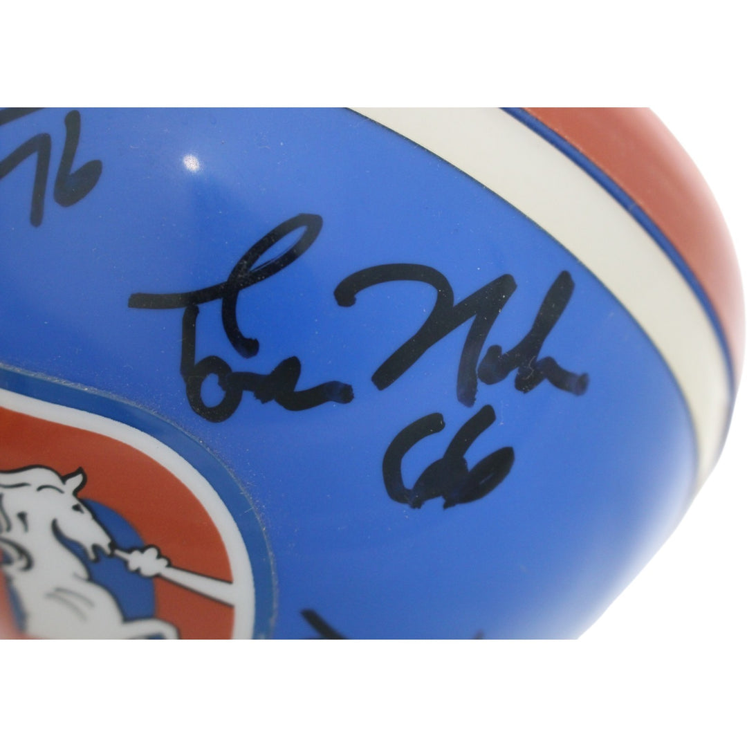 Tom Nalen Gary Zimmerman +3 Signed Denver Broncos VSR4 Mini Helmet Beckett 55423