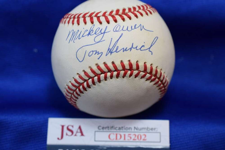 Mickey Owen Tom Henrich JSA COA Autograph OAL American League Signed Baseball