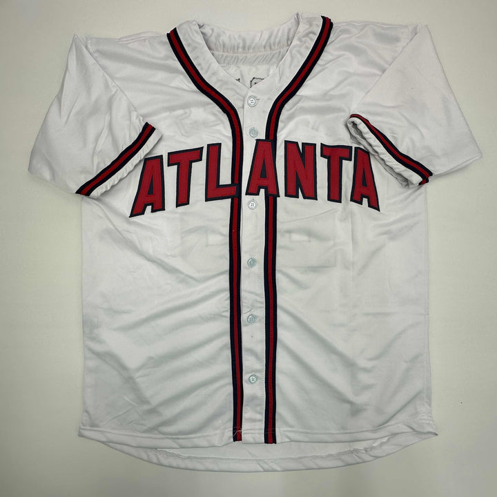 Facsimile Autographed Andruw Jones Atlanta White Reprint Jersey Size Men's XL