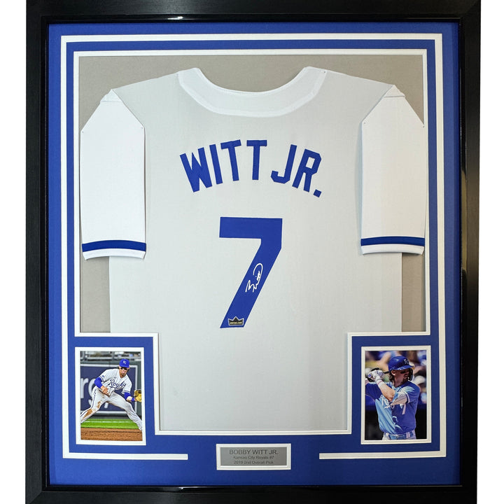 Framed Facsimile Autographed Bobby Witt Jr 35x39 KC White Reprint Jersey