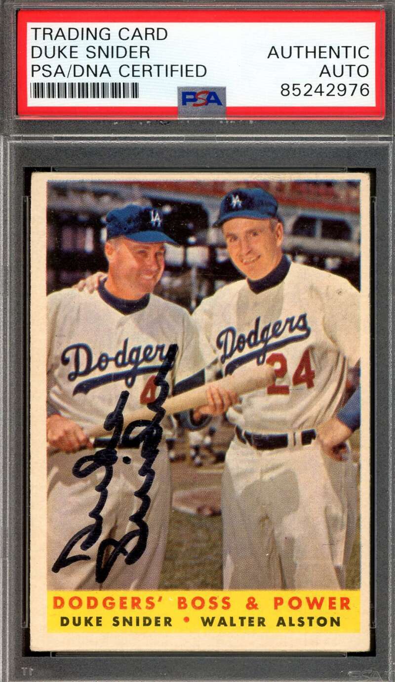 Duke Snider PSA DNA Vintage Signed 1958 Topps Dodgers Boss & Power Autograph