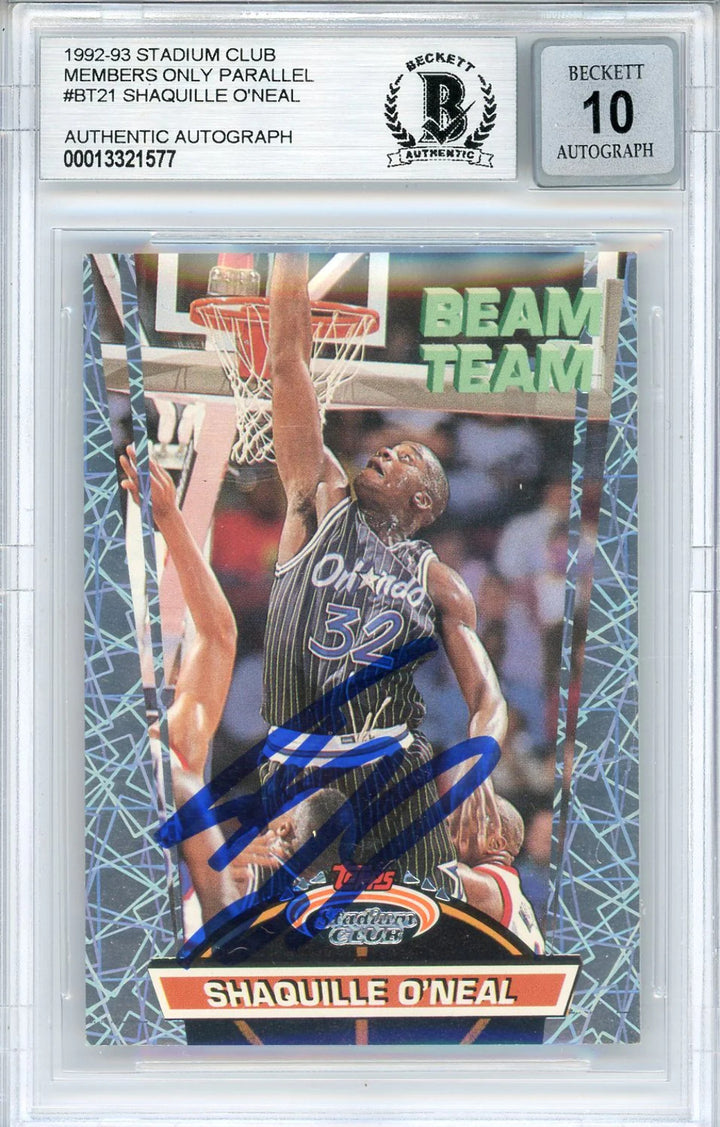 Shaquille O'Neal Autographed 1992-93 Topps Stadium Club Members Only Beam Team C