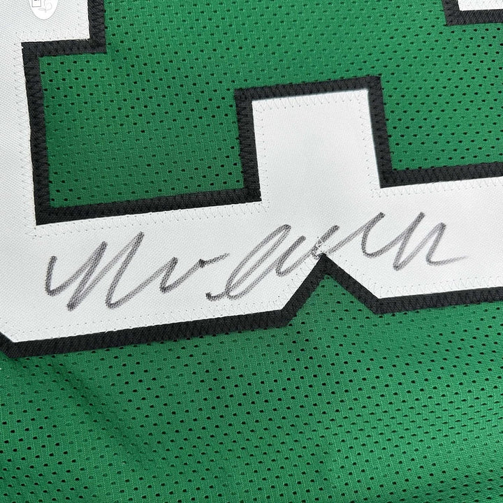 Framed Autographed/Signed Nolan Smith Jr. 35x39 Kelly Green Jersey JSA COA