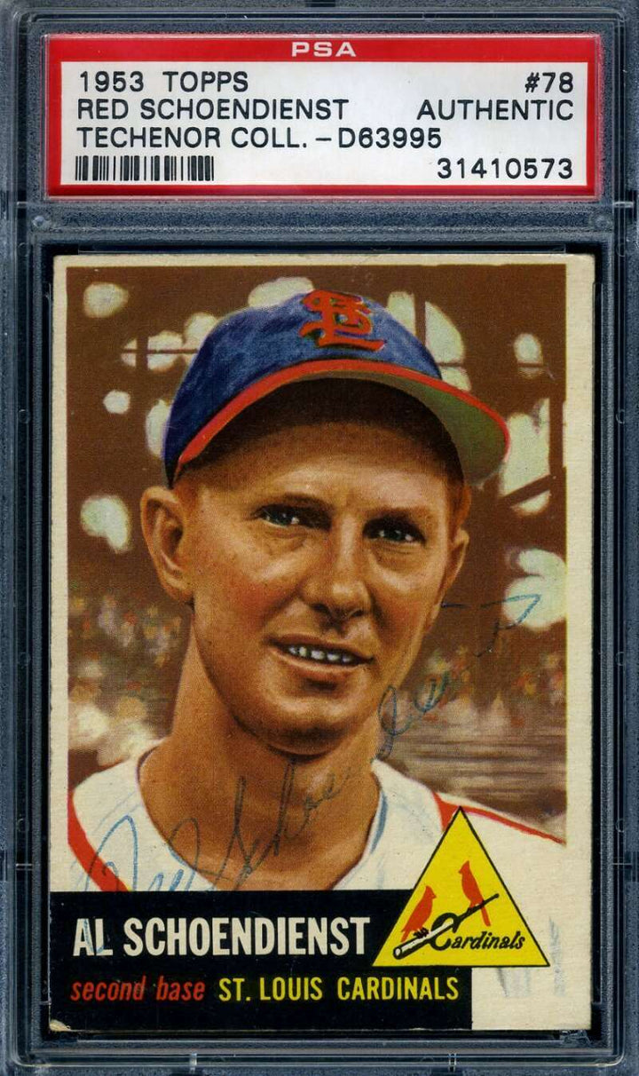 Red Schoendienst PSA DNA Coa Signed 1953 Topps Autograph