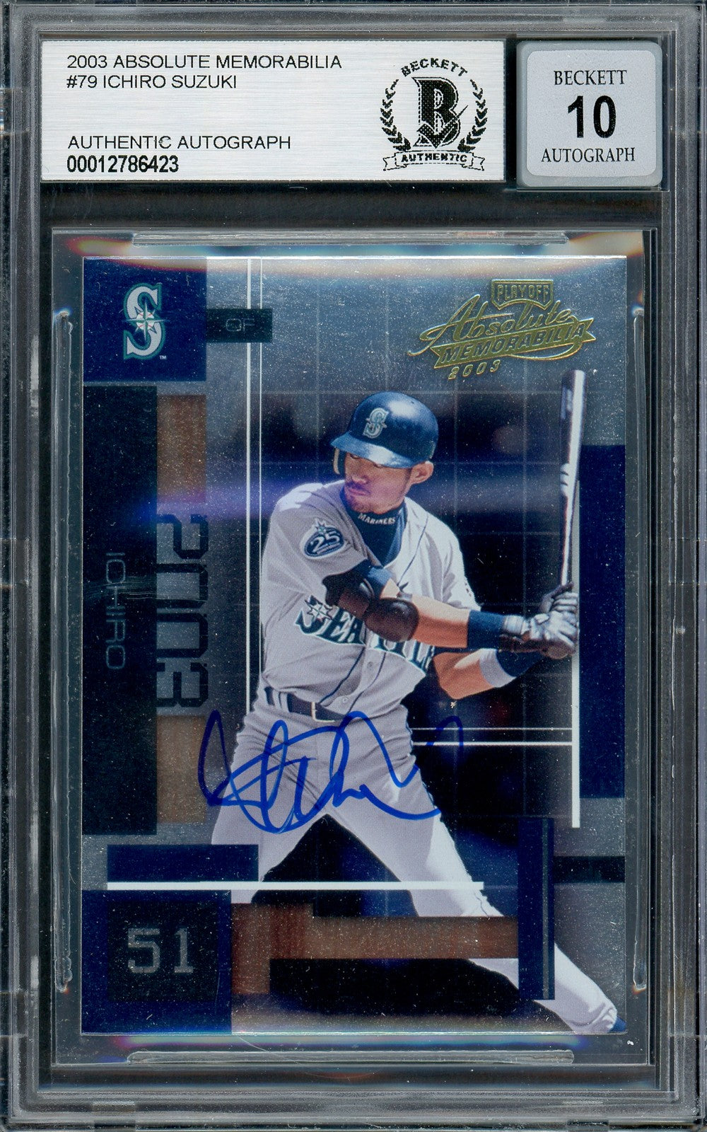 Ichiro Suzuki Signed 2003 Playoff Absolute Memorabilia Card 79 Sig 10 Beckett