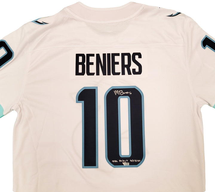 Kraken Matty Beniers Auto White Fanatics Jersey XL Inaugural Patch NHL Debut