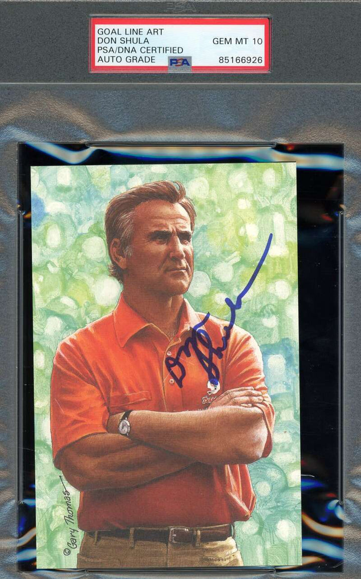 Don Shula Gem Mint 10 PSA DNA Signed Goal Line Art Card GLAC Autograph