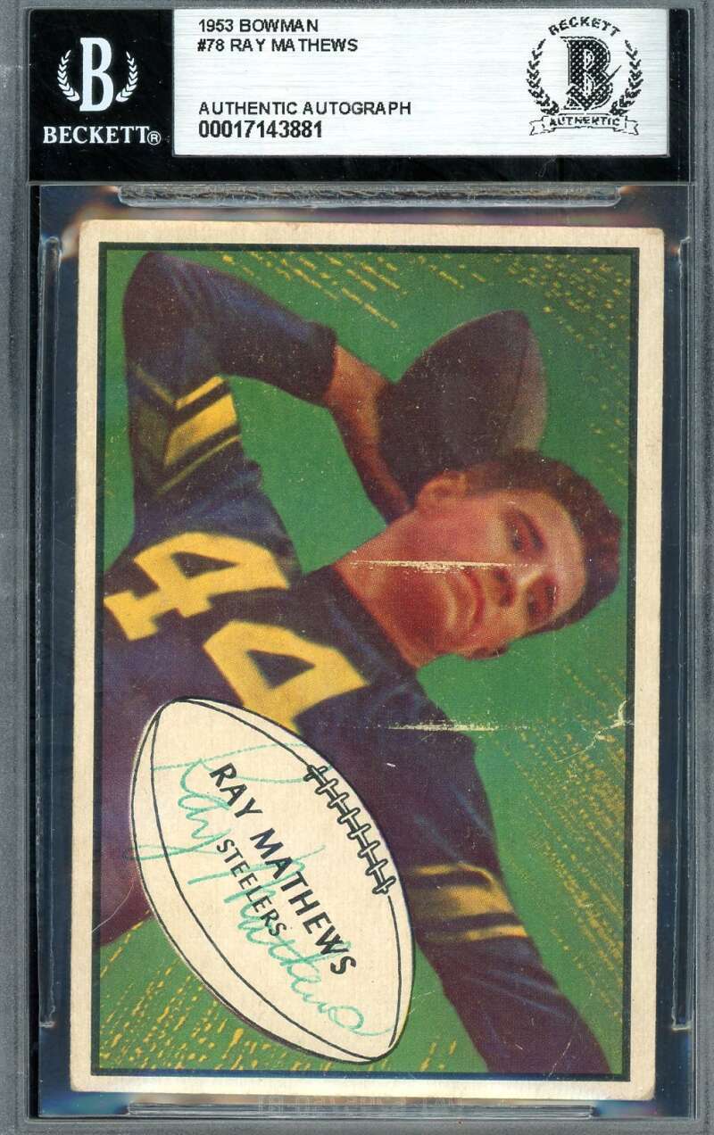 Ray Mathews Beckett BAS Signed 1953 Bowman Autographed
