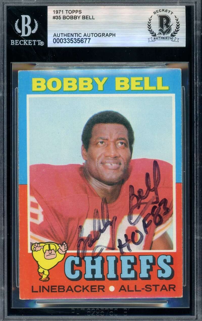 Bobby Bell Beckett BAS Signed 1971 Topps Autograph Chiefs