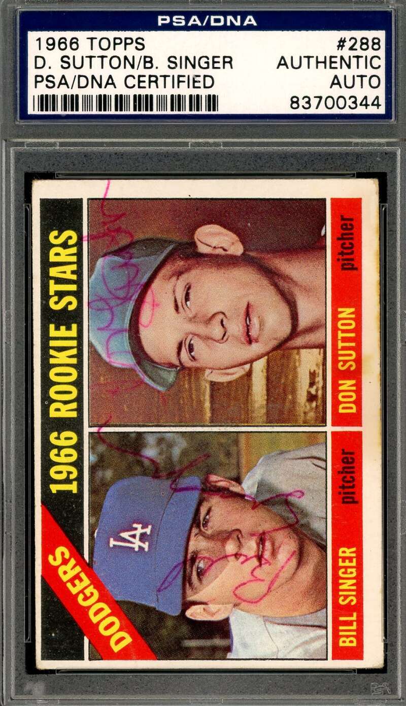 Don Sutton Bill Singer PSA DNA Signed 1966 Topps Rookie Stars Autograph