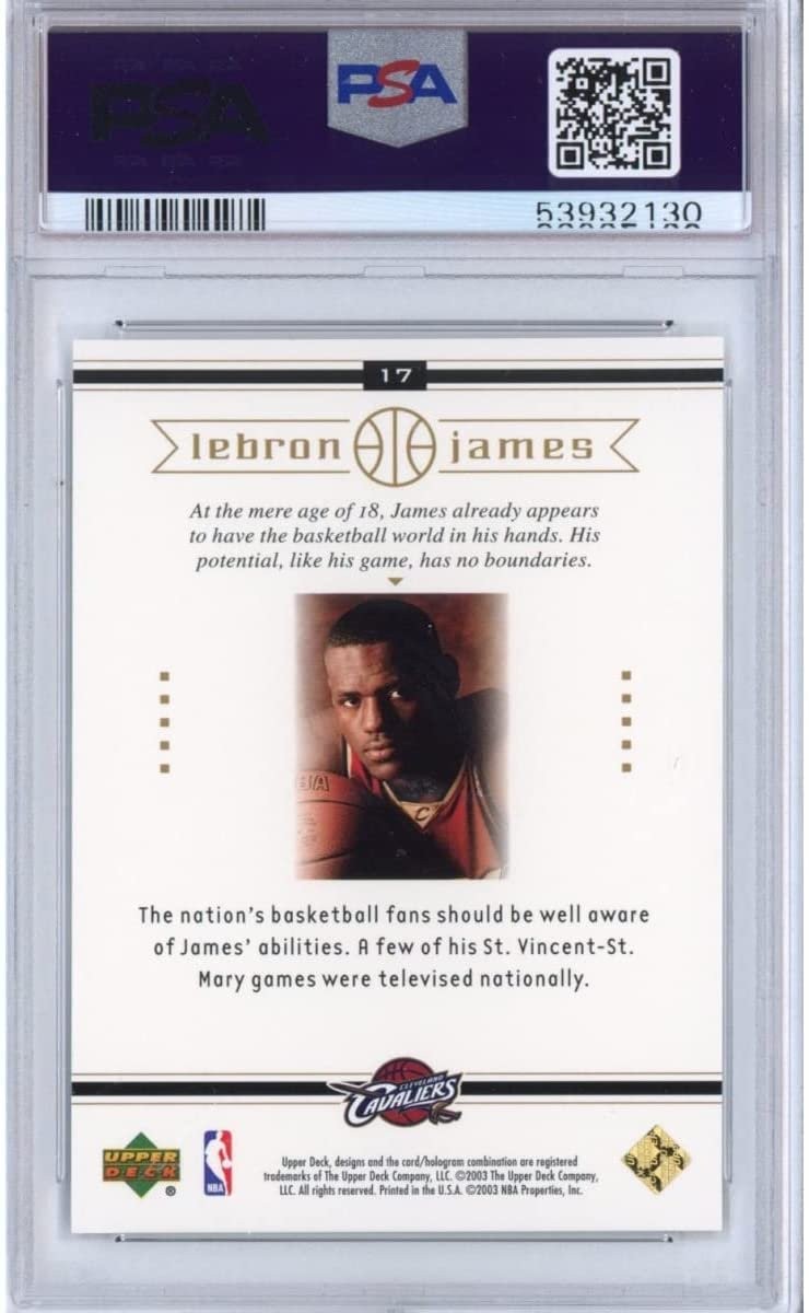 Graded 2003-04 Upper Deck LEBRON JAMES #17 Box Set Rookie Card PSA 10