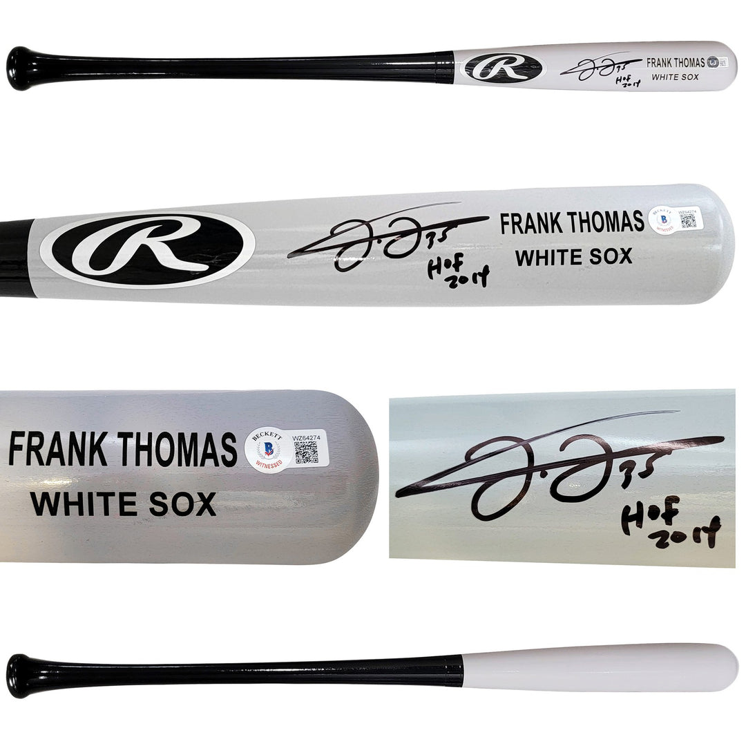 Frank Thomas Auto Gray Rawlings Game Model Bat White Sox "HOF 2014" Beckett Wit