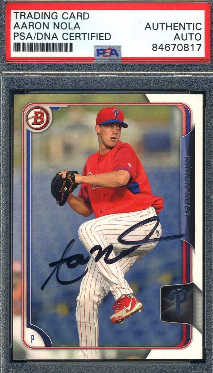 Aaron Nola PSA DNA Signed 2015 Bowman Rookie Autograph