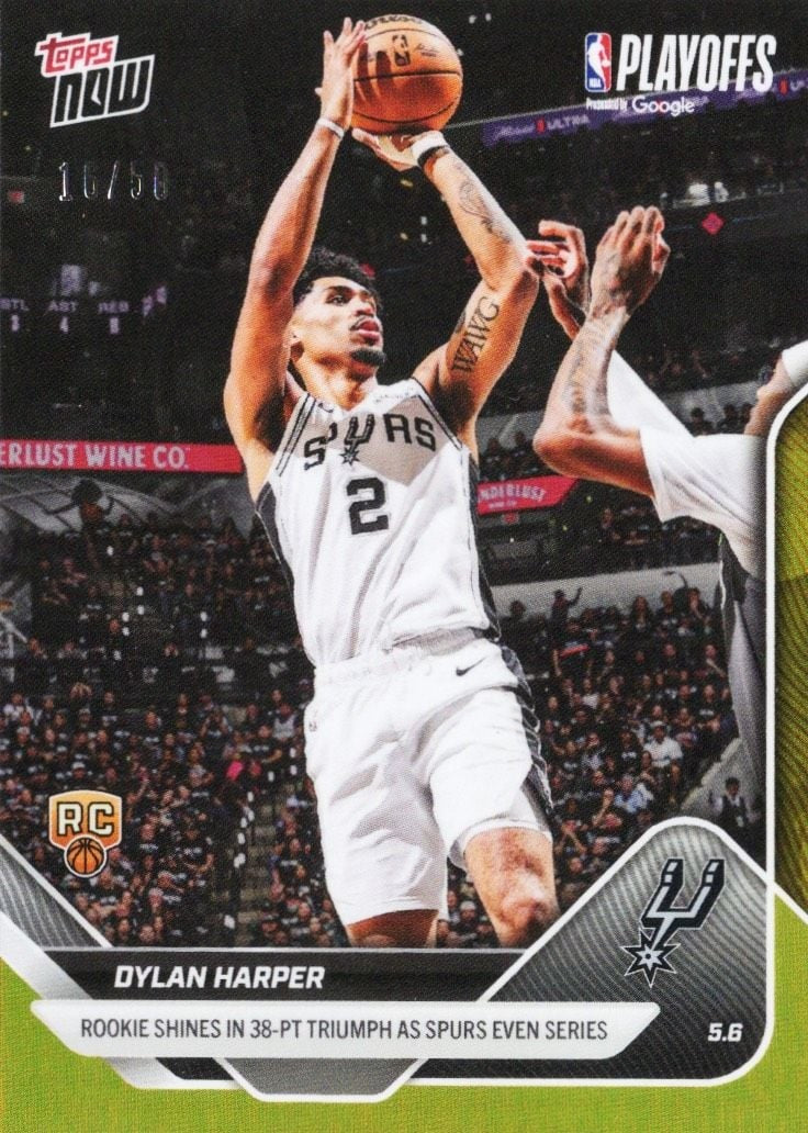 2025 Topps Now Dylan Harper #297 Gold Foil /50 Rookie RC Basketball Card