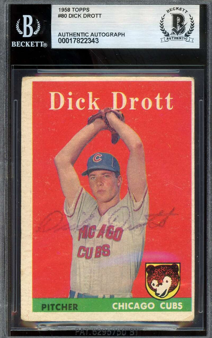 Dick Drott Beckett BAS Signed 1958 Topps Autograph