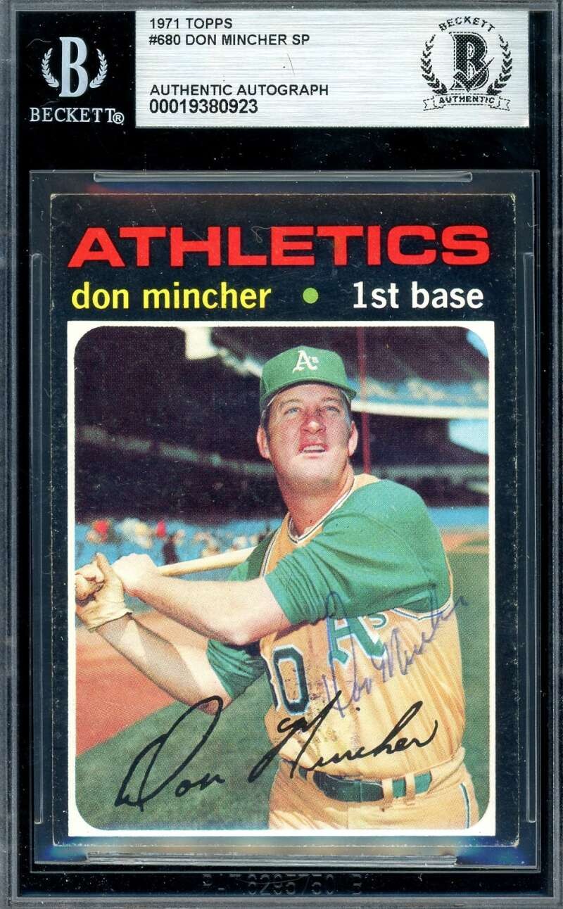 Don Mincher Beckett BAS Signed 1971 Topps High Number Autograph