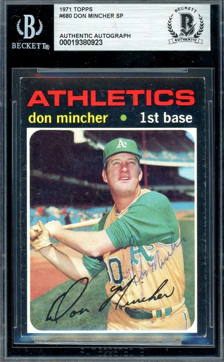 Don Mincher Beckett BAS Signed 1971 Topps High Number Autograph