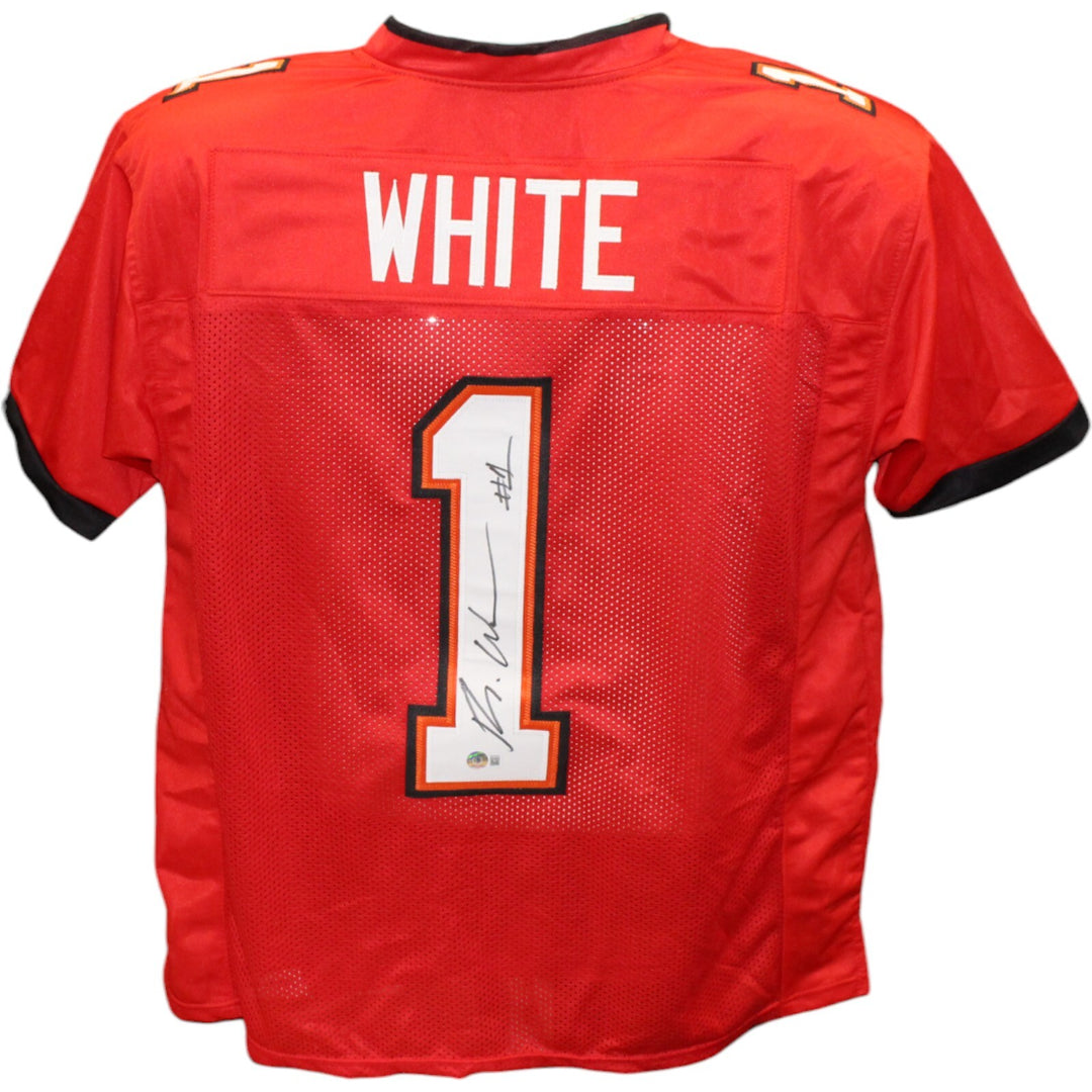 Rachaad White Autographed/Signed Pro Style Red Jersey Beckett 43211