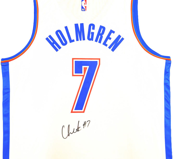 Thunder Chet Holmgren Signed White Fanatics Jersey Size L Beckett Wit