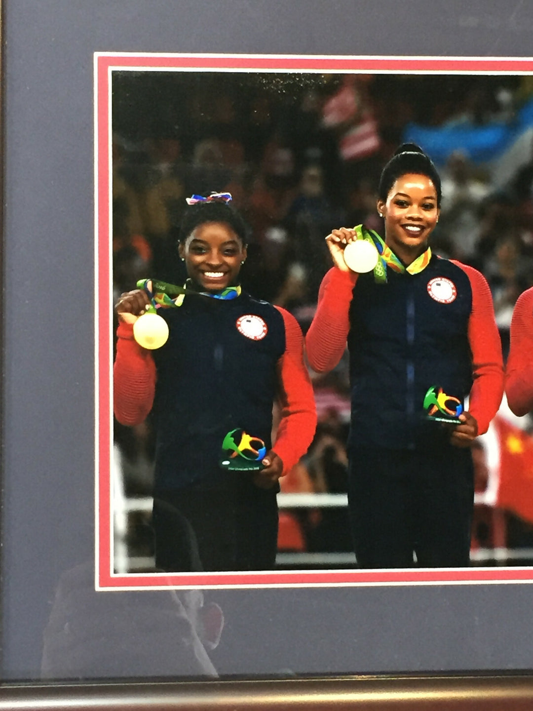 2016 USA Olympic Gold Medal Gymnasts 17x27 Framed Panoramic Photo Simone Biles