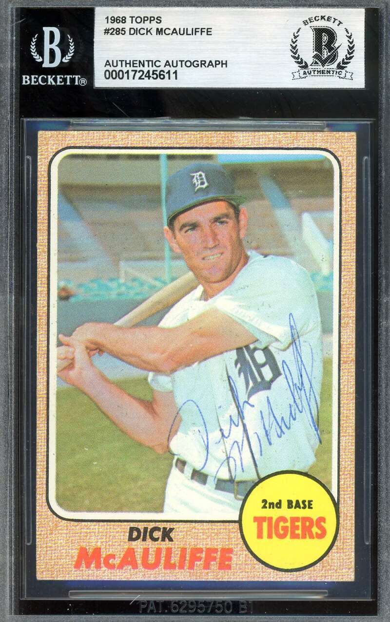 Dick McAuliffe Beckett BAS Signed 1968 Topps Autograph