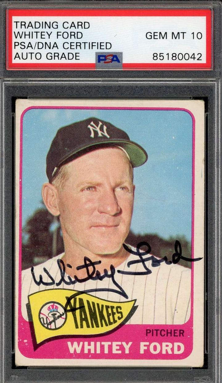 Whitey Ford Gem Mint 10 PSA DNA Signed 1965 Topps Autograph