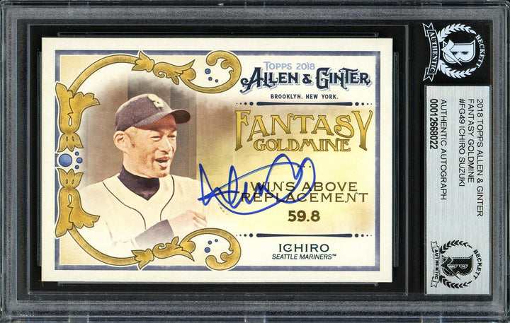 Ichiro Suzuki Signed 2018 Topps Allen & Ginter Fantasy Goldmine Card #FG-49