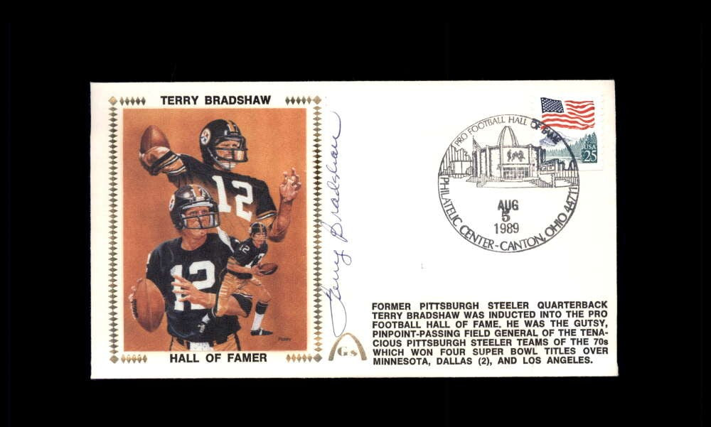 Terry Bradshaw PSA DNA Signed 1989 First Day Cover Cache FDC Hall of Famer Auto