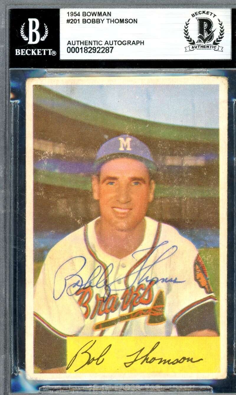 Bobby Thomson Beckett BAS Signed 1954 Bowman Autograph