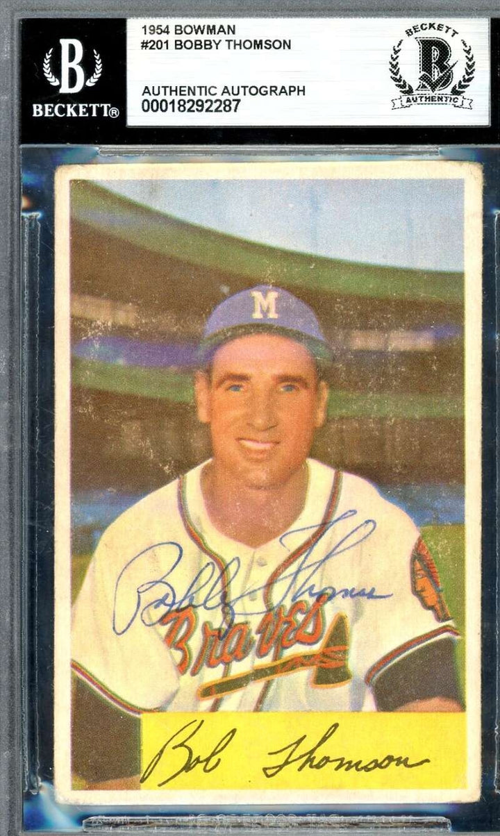 Bobby Thomson Beckett BAS Signed 1954 Bowman Autograph
