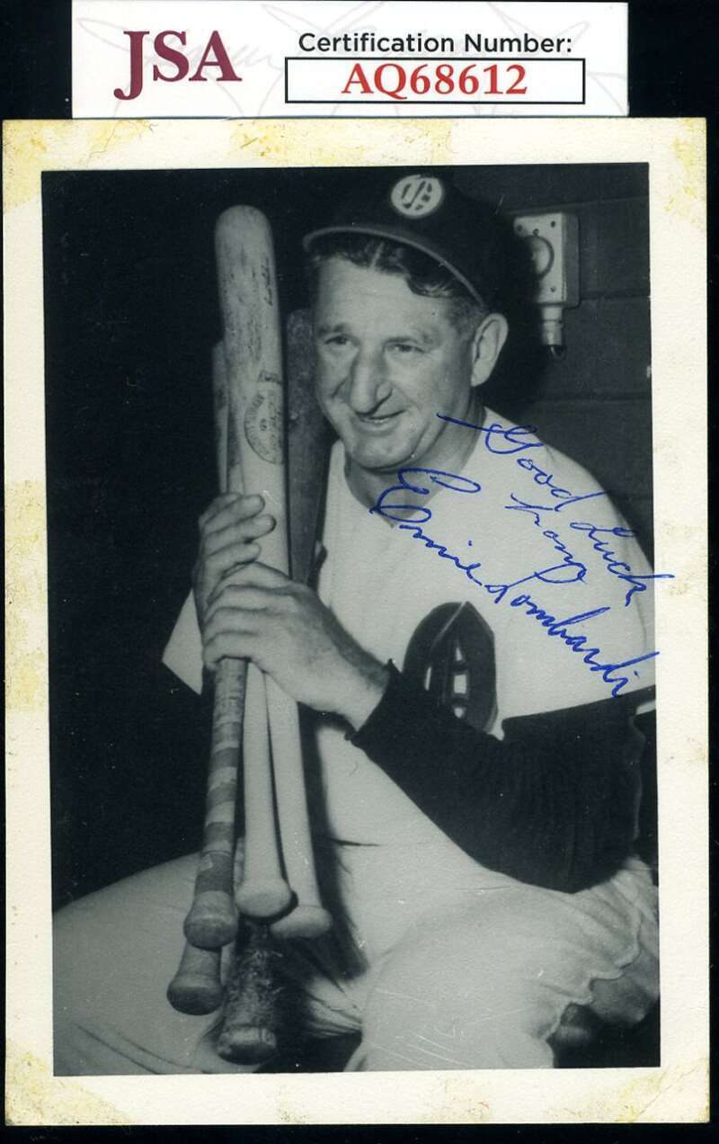 Ernie Lombardi JSA Cert Signed  Vintage 3x5 Photo Autograph Tigers