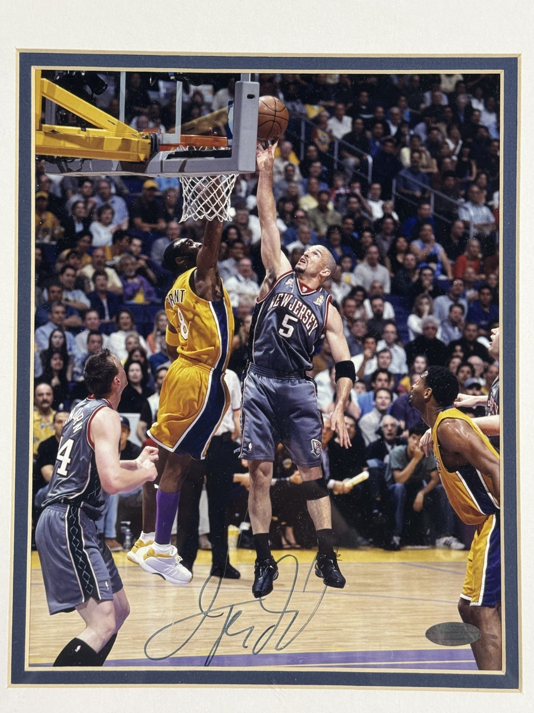 Jason Kidd Signed Framed 8x10 Photo Vs Kobe Auto Steiner COA NJ Nets HOF