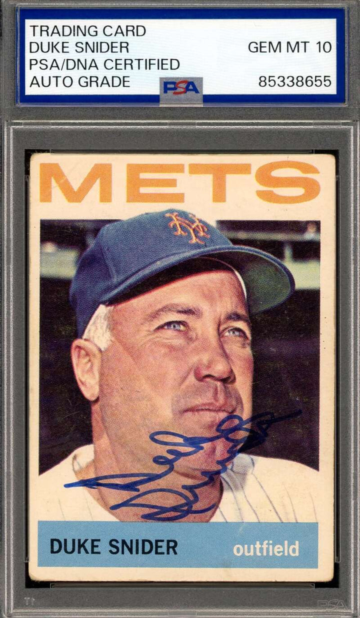 Duke Snider Gem Mint 10 PSA DNA Signed 1964 Topps Autograph