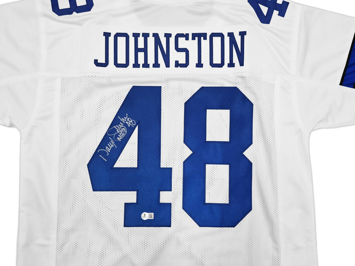 Dallas Cowboys Daryl Johnston Signed White Jersey "Moose" Beckett