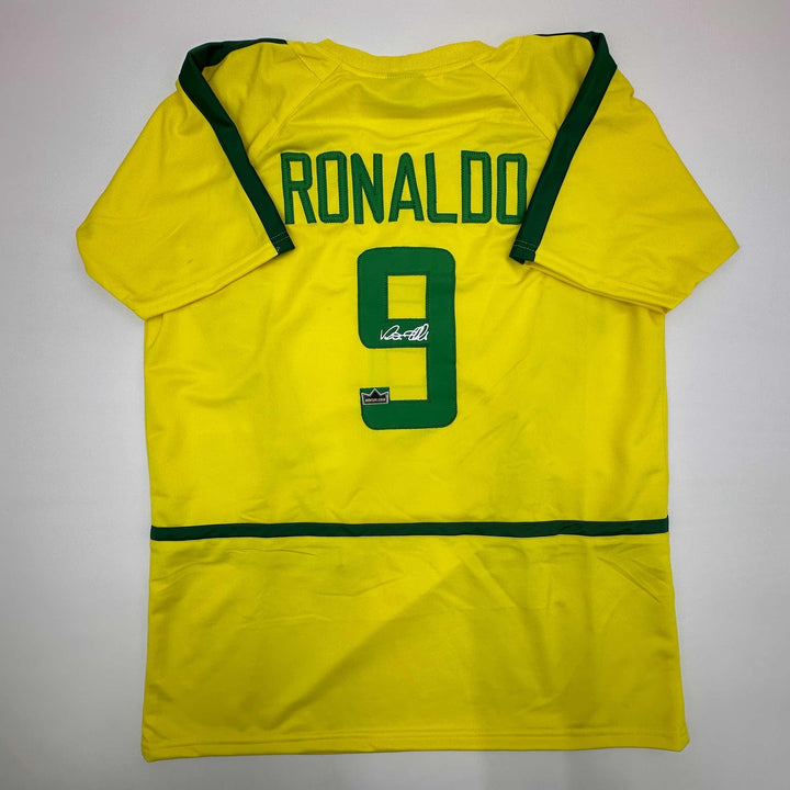Facsimile Autographed Ronaldo Nazario Brazil Yellow World Cup Reprint Jersey XL