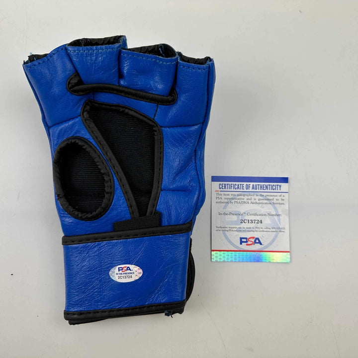Autographed/Signed Khamzat Borz Chimaev UFC MMA Fighting Blue Glove PSA/DNA COA