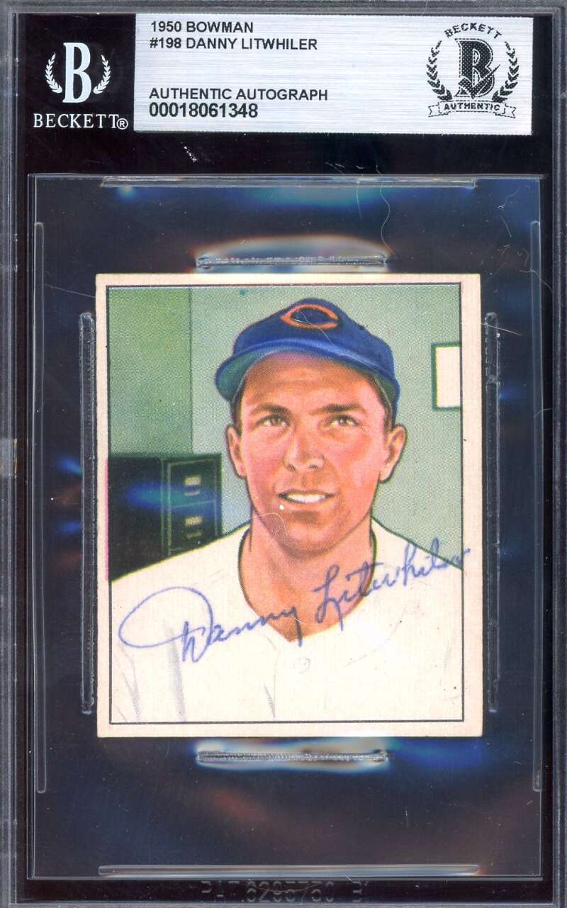 Danny Litwhiler Beckett BAS Signed 1950 Bowman Autograph
