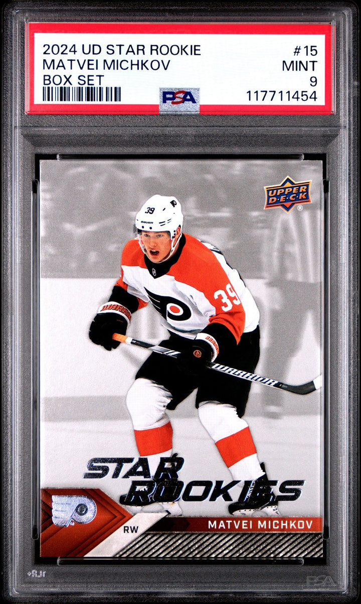 Graded 2024 UD Star Rookie Matvei Michkov #15 Box Set Rookie Card PSA 9