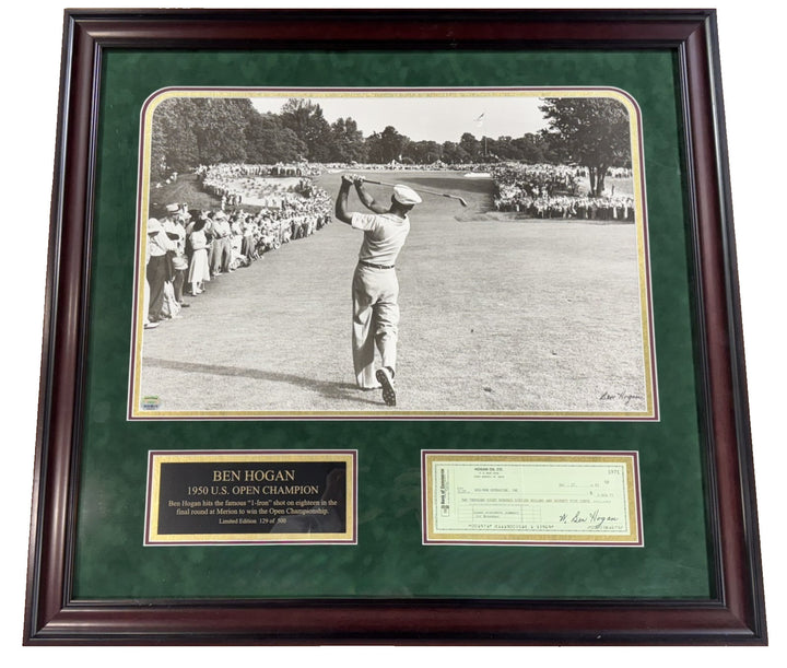 1950 US Open Ben Hogan Signed 16x20 Photo Framed w/ Check LE/500 Auto Fanatics