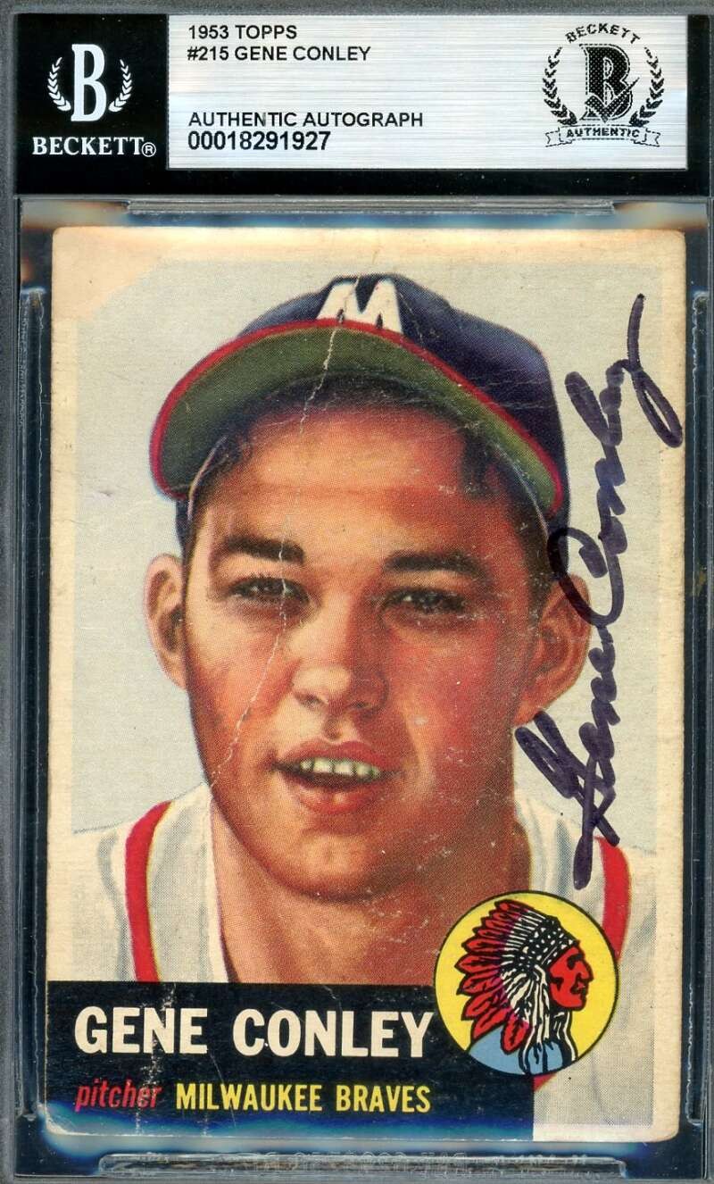 Gene Conley Beckett BAS Autograph 1953 Topps Rookie Signed