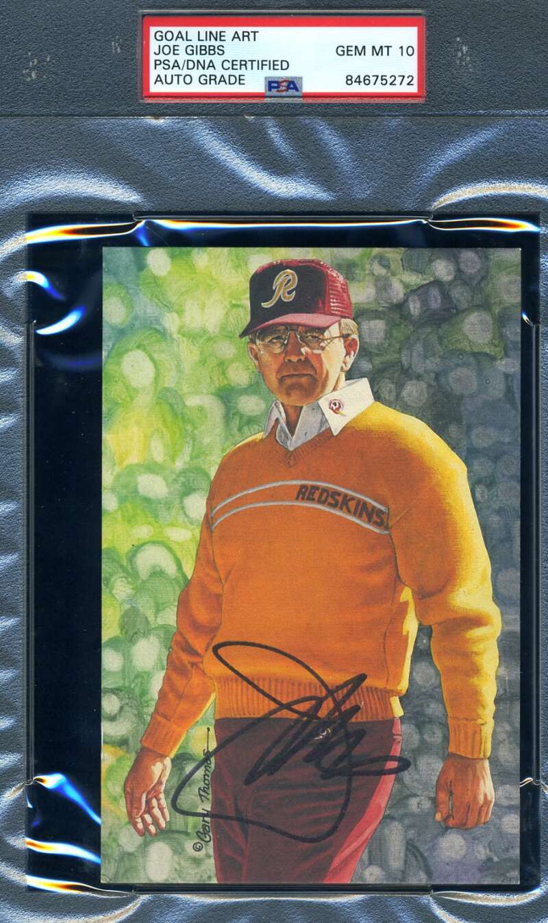 Joe Gibbs Gem Mint 10 PSA DNA Slabbed Signed Goal Line Autograph GLAC