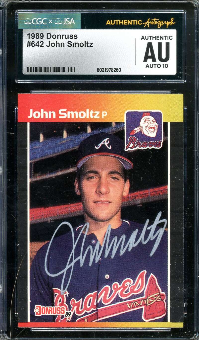 John Smoltz Gem Mint 10 JSA CGC Coa Signed 1989 Donruss Rookie  Autographed