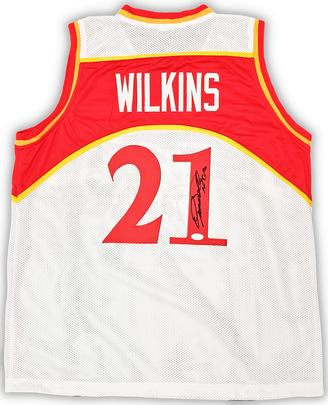 Atlanta Hawks Dominique Wilkins Autographed Signed White Jersey "HOF" JSA