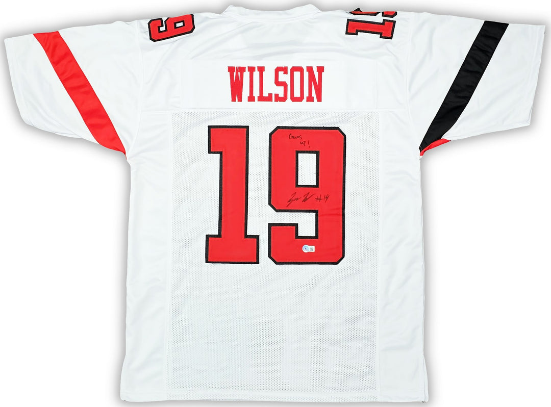 Texas Tech Red Raiders Tyree Wilson Signed White Jersey "Guns Up" Beckett Wit