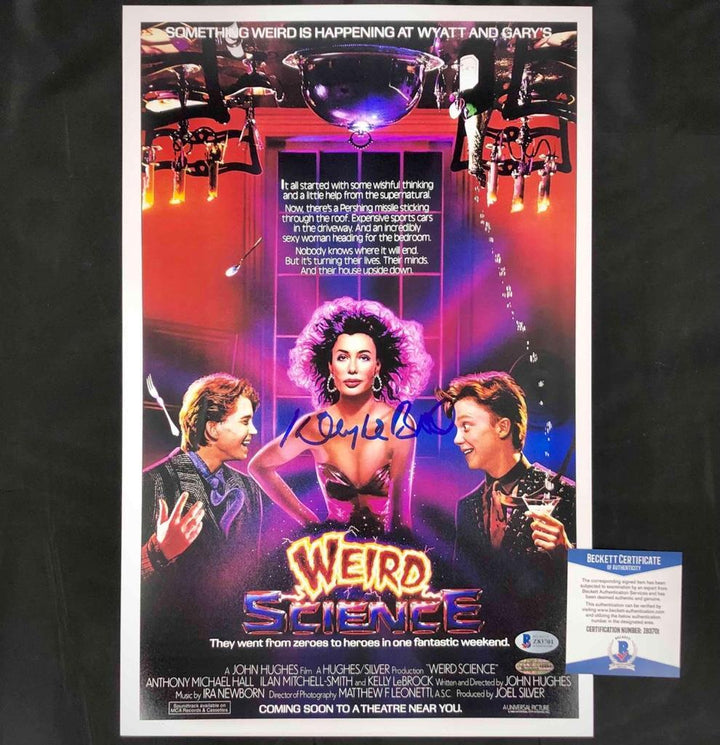 Kelly LeBrock signed Weird Science movie poster 11x17 photo BAS COA Beckett