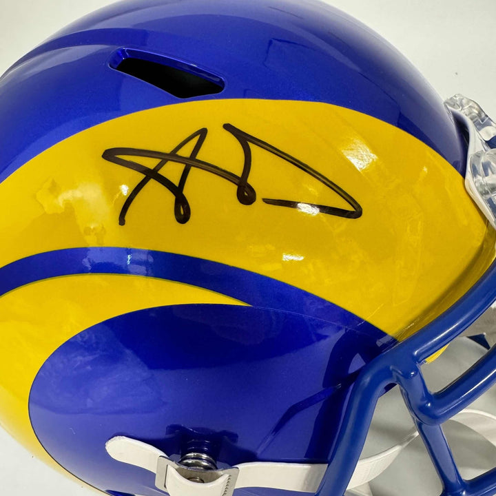 Autographed/Signed Aaron Donald Rams Full Size F/S Helmet Beckett COA